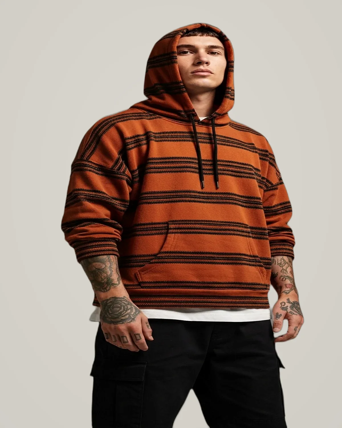 Desert Run Hoodie in rust, worn oversized